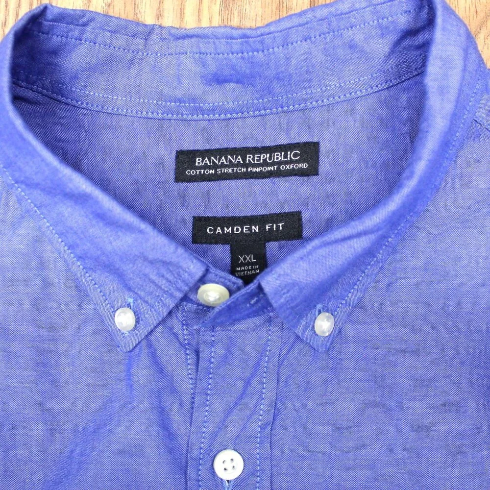 BANANA REPUBLIC LIGHTWEIGHT CAMDEN FIT SHIRT 100% COTTON DARK BLUE 2X-LARGE, XXL